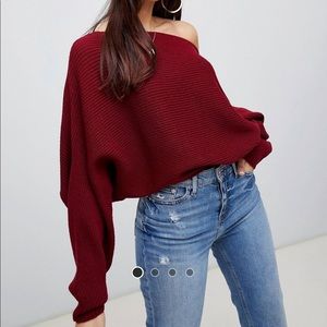 NWT ASOS Off Shoulder Sweater in Ripple Stitch